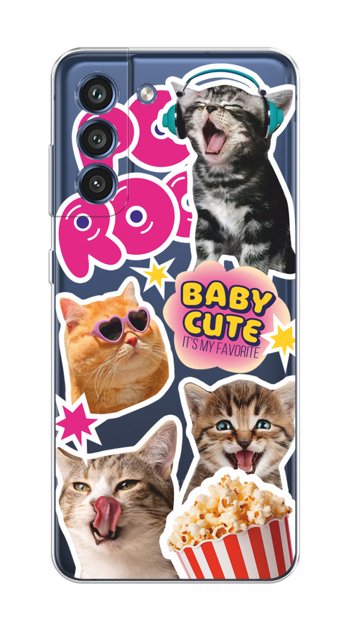 

Чехол на Samsung Galaxy S21 FE 5G "Popcorn cats", Серый;коричневый;розовый, 2103050-1