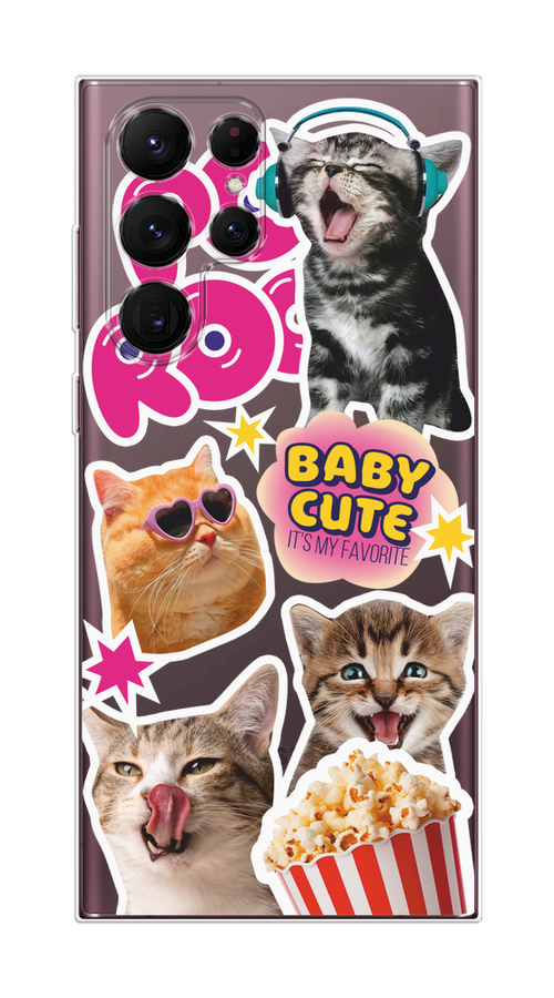 

Чехол на Samsung Galaxy S22 Ultra "Popcorn cats", Серый;коричневый;розовый, 2104050-1