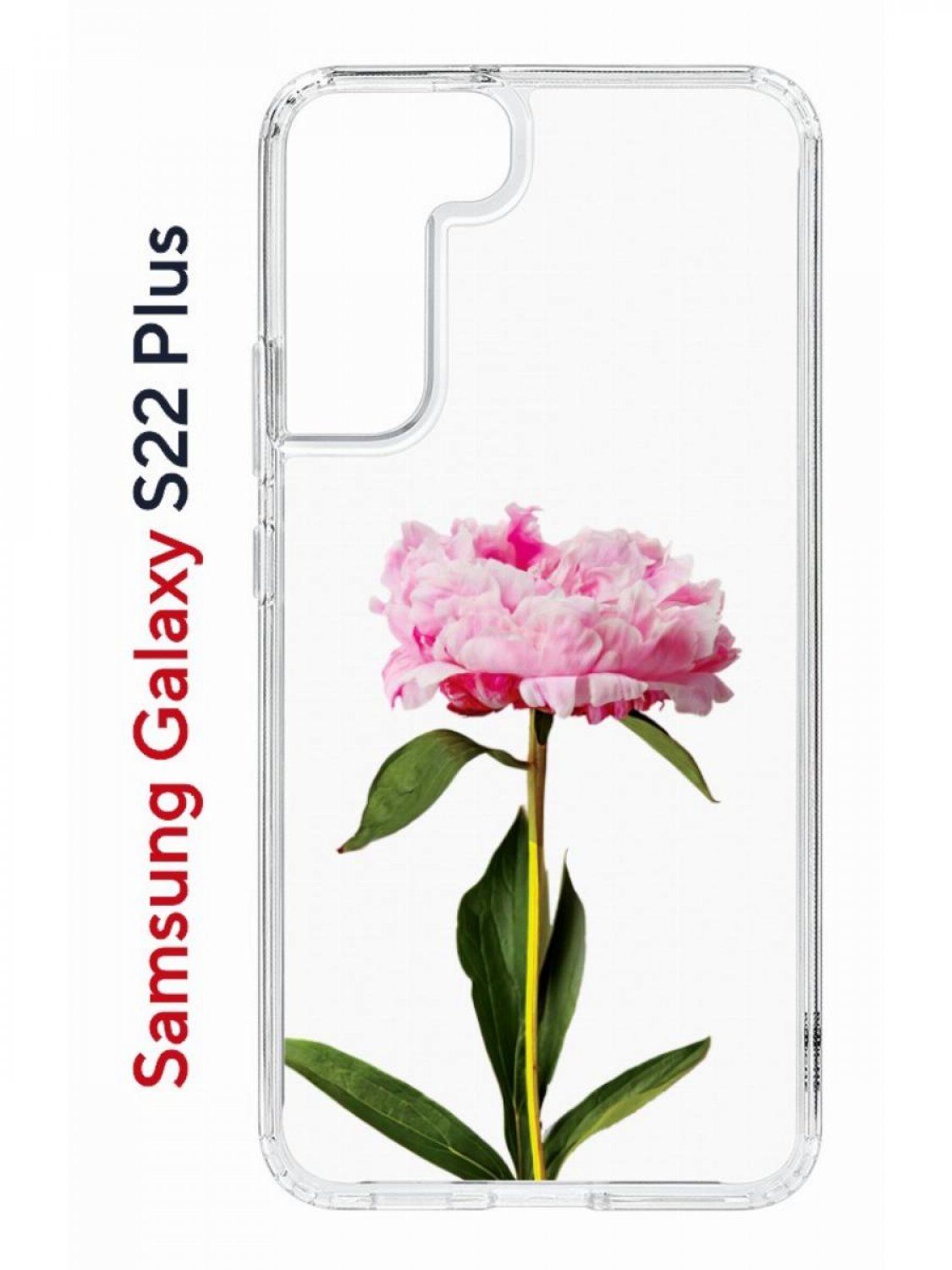 Чехол на Samsung Galaxy S22 Plus Kruche Print Пион,противоударный бампер,с защитой камеры