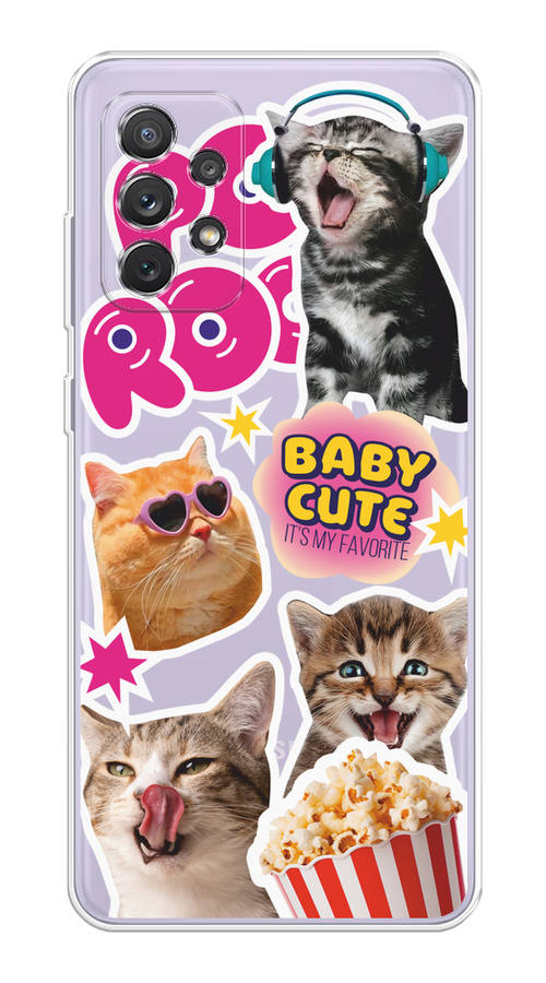 

Чехол на Samsung Galaxy A73 "Popcorn cats", Серый;коричневый;розовый, 2104650-1