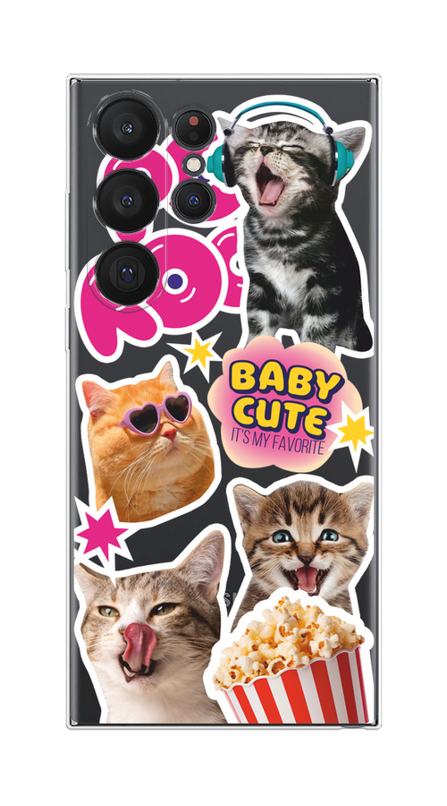 

Чехол на Samsung Galaxy S23 Ultra 5G "Popcorn cats", Серый;коричневый;розовый, 2107550-1