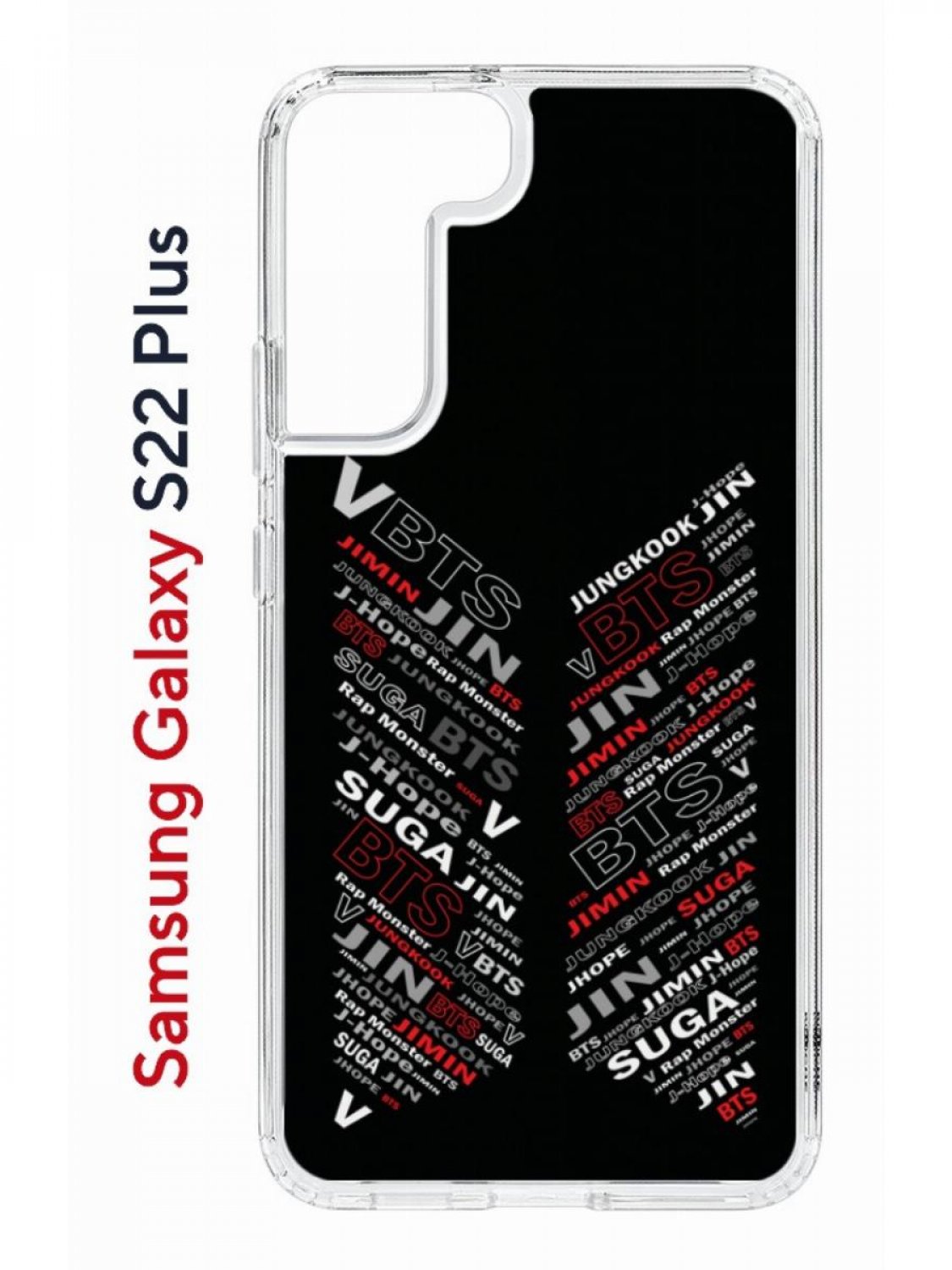 Чехол на Samsung Galaxy S22 Plus Kruche Print BTS,противоударный бампер,с защитой камеры