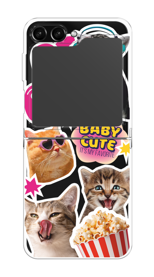 

Чехол на Samsung Galaxy Z Flip 5 "Popcorn cats", Серый;коричневый;розовый, 2108350-1