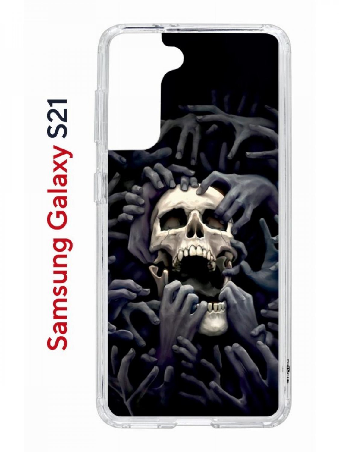 фото Чехол на samsung s21 kruche print skull hands,противоударный бампер,с защитой камеры кruче