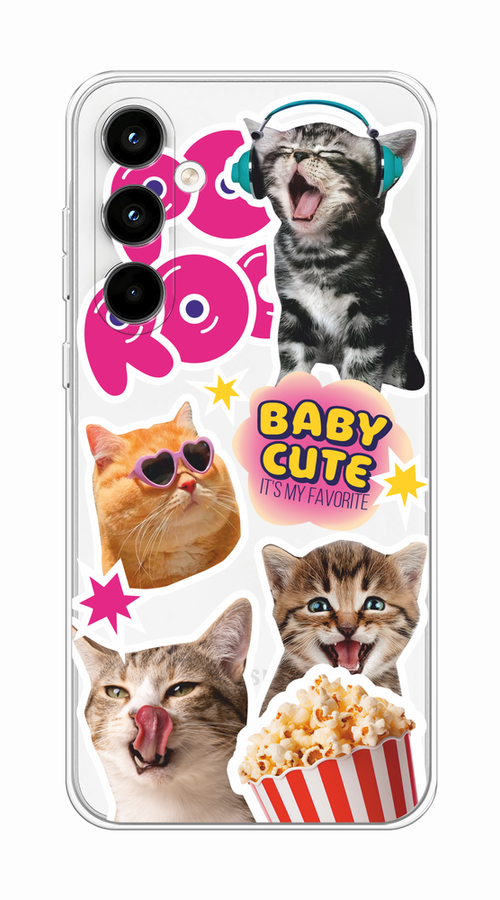 

Чехол на Samsung Galaxy A35 5G "Popcorn cats", Серый;коричневый;розовый, 2109350-1