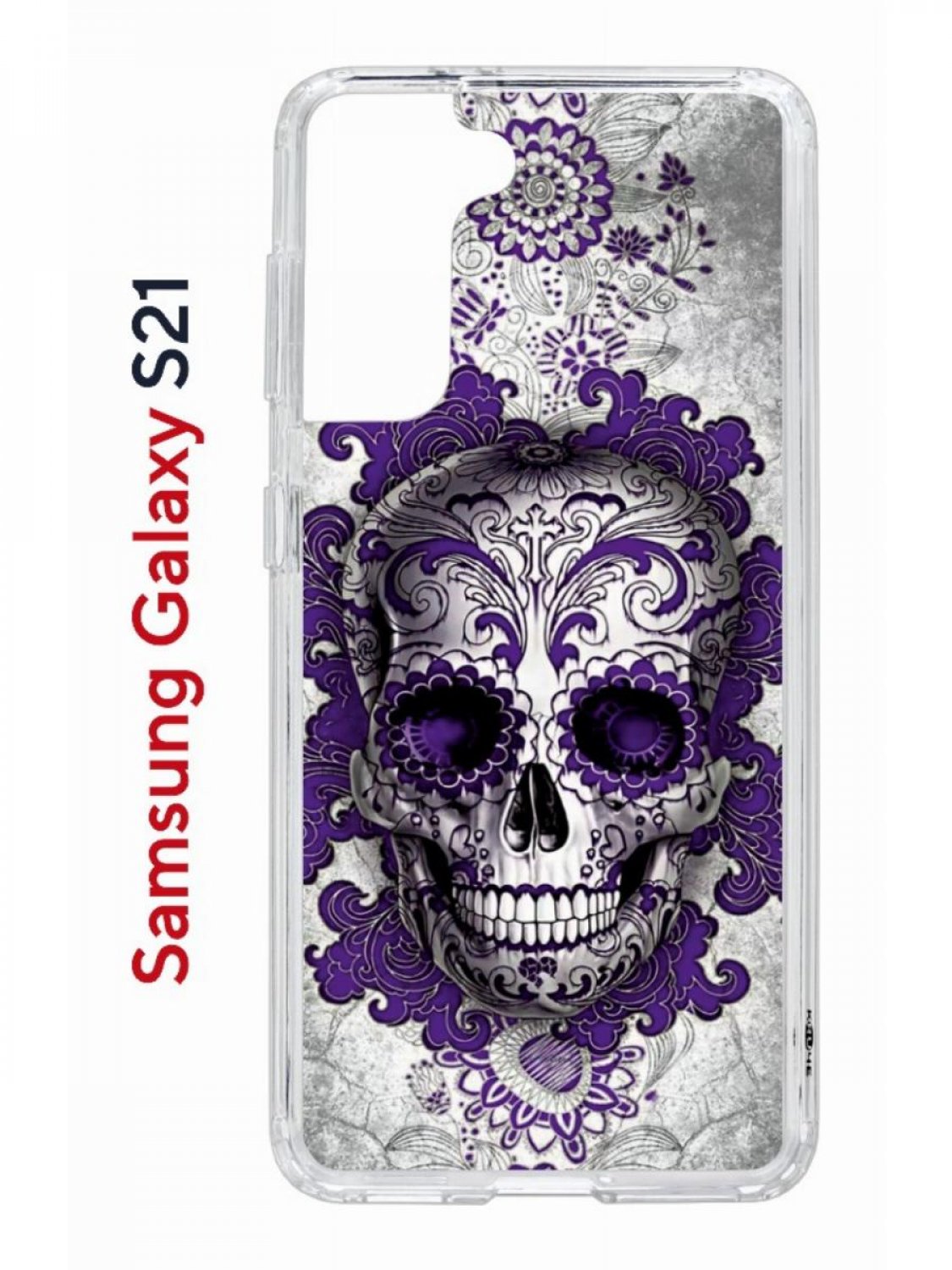 Чехол на Samsung S21 Kruche Print Sugar Skull,противоударный бампер,с защитой камеры