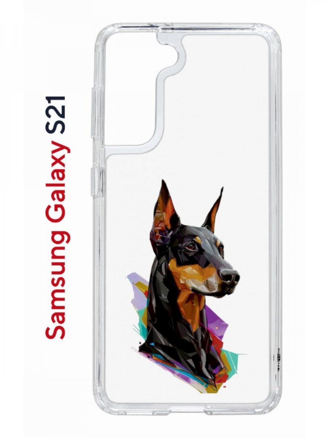 Чехол на Samsung S21 Kruche Print Доберман,противоударный бампер,с защитой камеры