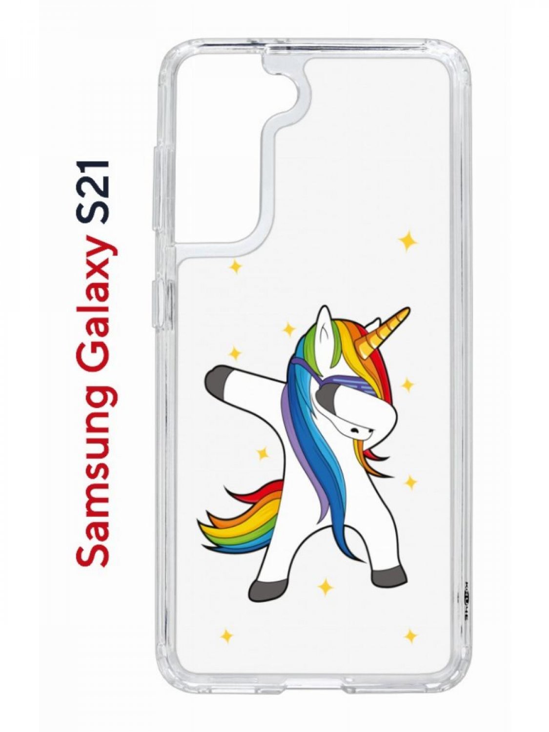Чехол на Samsung S21 Kruche Print Единорожка,противоударный бампер,с защитой камеры