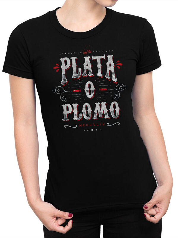 фото Футболка женская design heroes пабло эскобар - plata o plomo черная 2xl