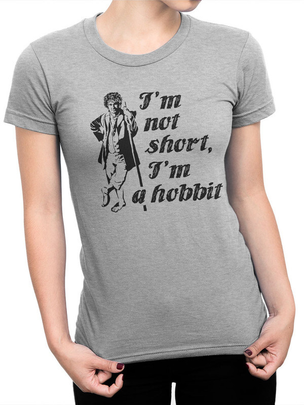 фото Футболка женская design heroes властелин колец - i'm not short, i'm a hobbit серая 2xl