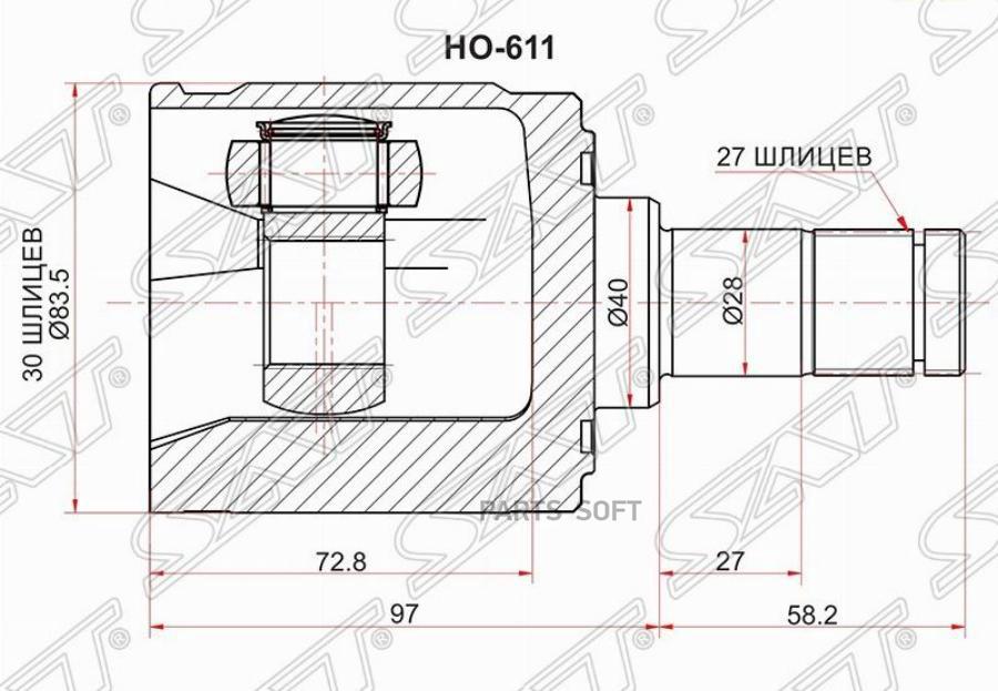 

Шрус Внутренний Honda Cr-V Rd1/2 At (Rh)/Hr-V Gh1/2/3 At (Rh) Sat арт. HO-611