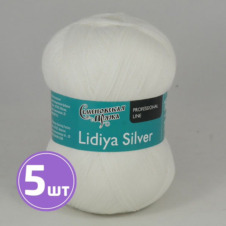 

Пряжа Семеновская Lidiya silver 114201 белый ультра 5 шт по 100 г