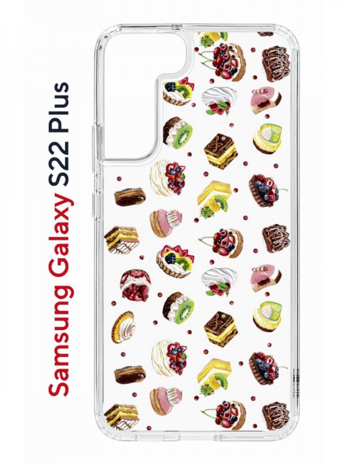 

Чехол на Samsung Galaxy S22 Plus Kruche Print Cake,противоударный бампер,с защитой камеры, Прозрачный;коричневый;желтый;розовый, Самсунг Галакси с22 Плюс