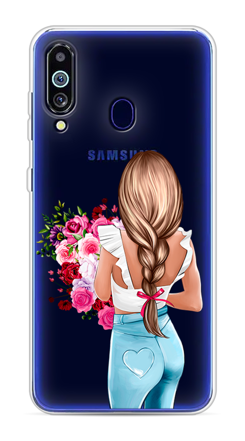

Чехол на Samsung Galaxy M40 "Девушка с цветами", Коричневый;розовый;голубой, 28750-6