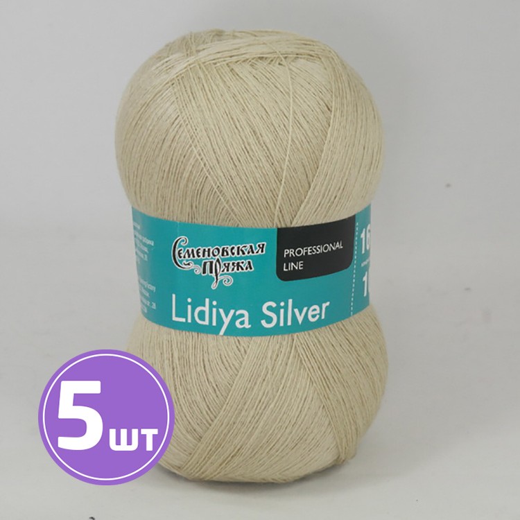 

Пряжа Семеновская Lidiya silver 151216 бледный хаки 5 шт по 100 г