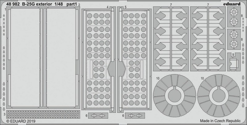 

Фототравление Eduard 48982 B-25G экстерьер 1/48, Однотонный