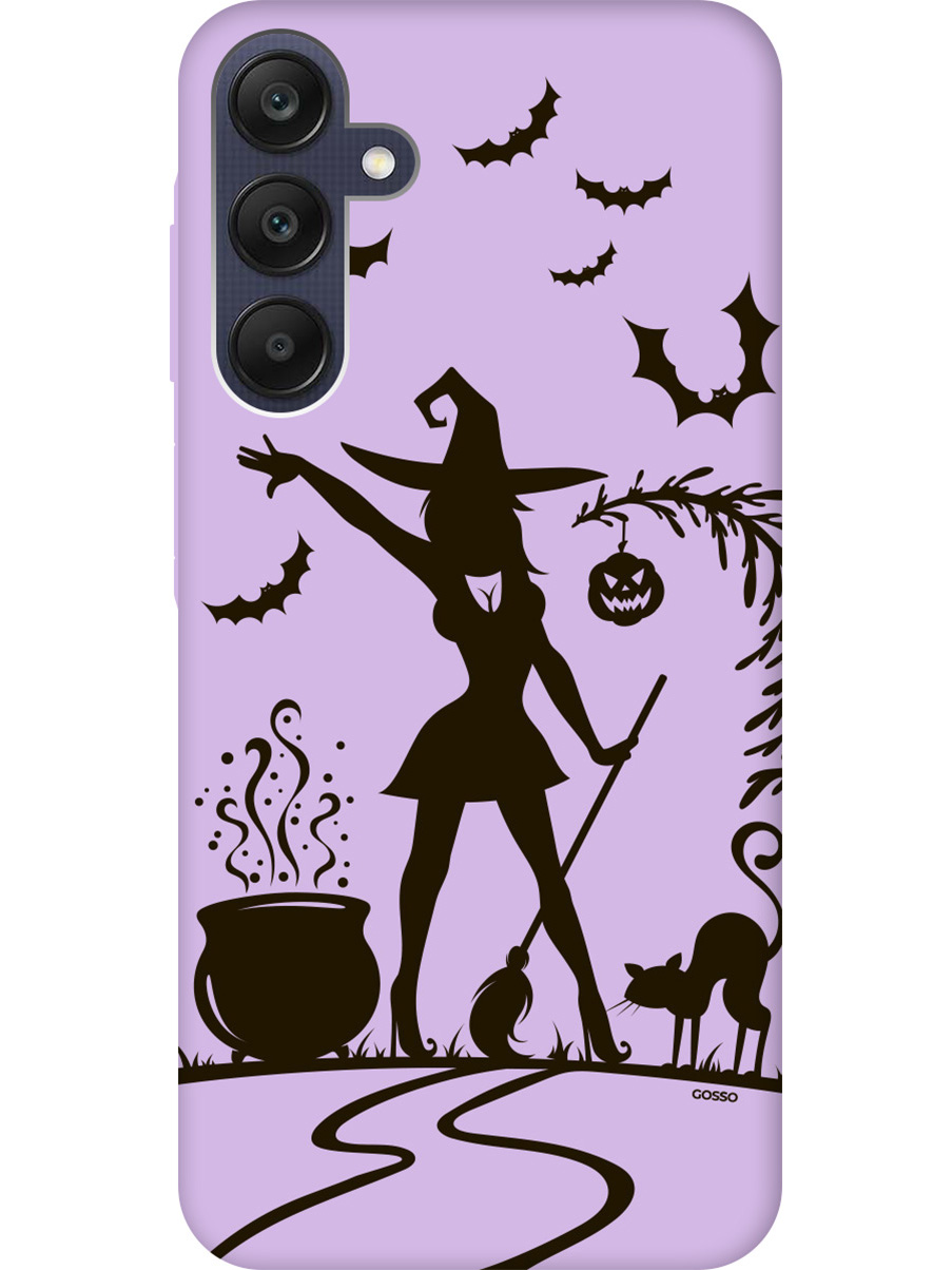 

Силиконовый чехол на Samsung Galaxy A25 с рисунком "Witch and Boiler" Soft Touch сиреневый, Фиолетовый;красный;черный, 20012137