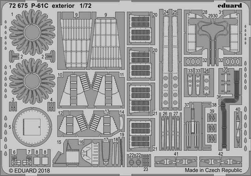 

Фототравление Eduard 72675 P-61C экстерьер 1/72, Цветной