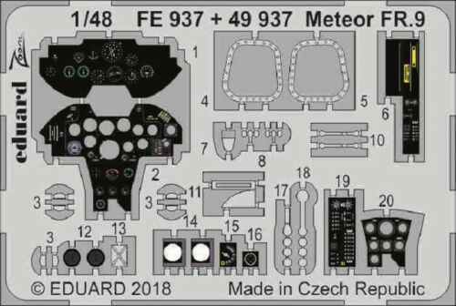 

Фототравление Eduard 49937 Meteor FR.9 интерьер 1/48, Цветной