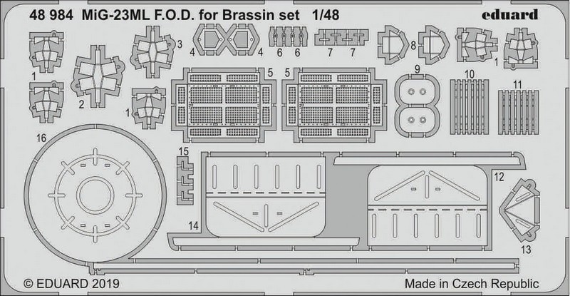 

Фототравление Eduard 48984 МиГ-23МЛ чехолнабора Brassin 1/48