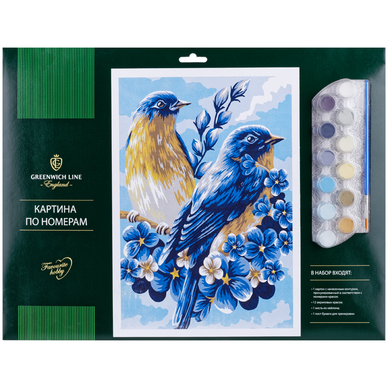 фото Картина по номерам greenwich line весенние птицы a3 акриловые краски картон европодвес
