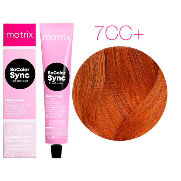 Краска для волос Matrix Color Sync 7CC+ блондин глубокий медный, 90 мл краска для волос matrix socolor pre bonded 7rr 7 55 блондин глубокий красный 90 мл