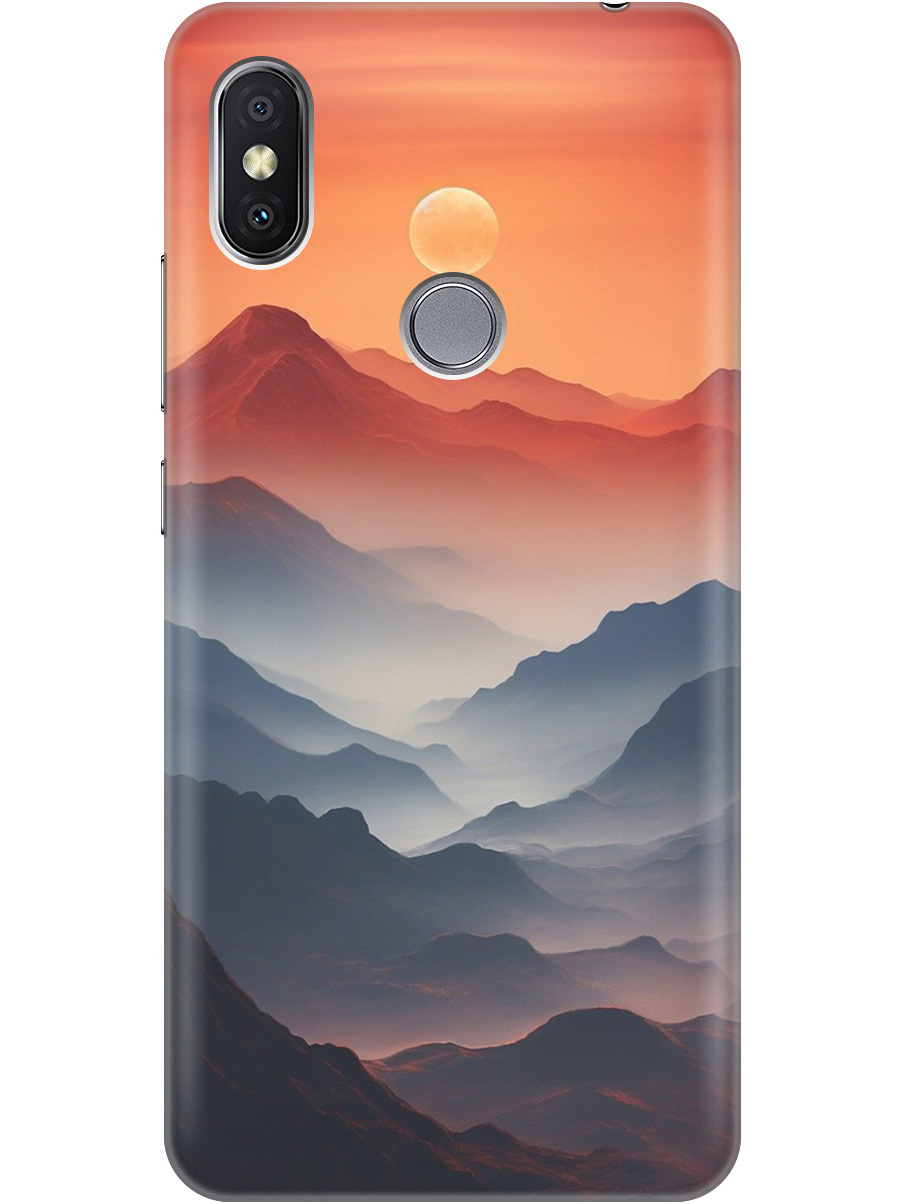 

Силиконовый чехол на Xiaomi Redmi S2 с принтом "Луна над горами", 718410210