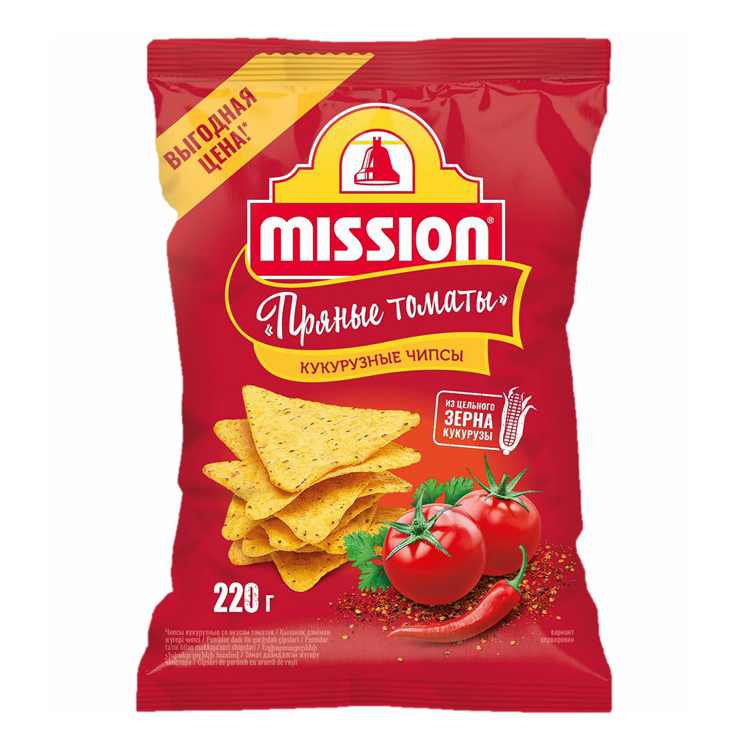 

Чипсы кукурузные Mission Пряные томаты 220 г