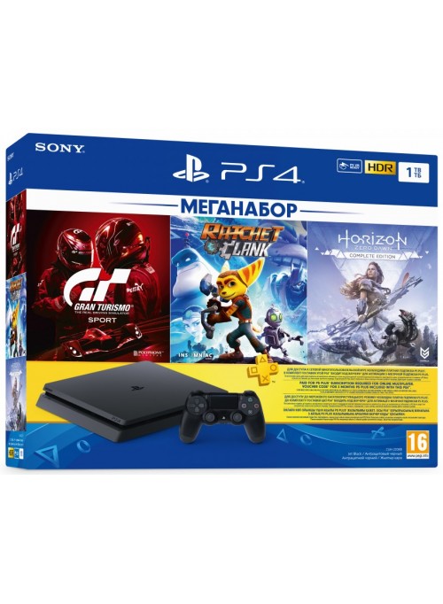 фото Игровая приставка playstation 4 slim 1tb (cuh-2208b)+gts+r&c+hzd ce+ps plus 90 дней sony