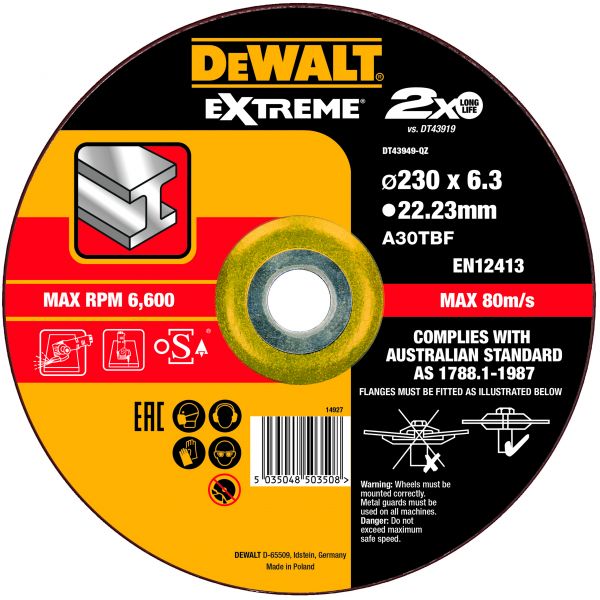

Круг зачистной по металлу DEWALT DT43949-QZ 230x22.2x6.3 мм