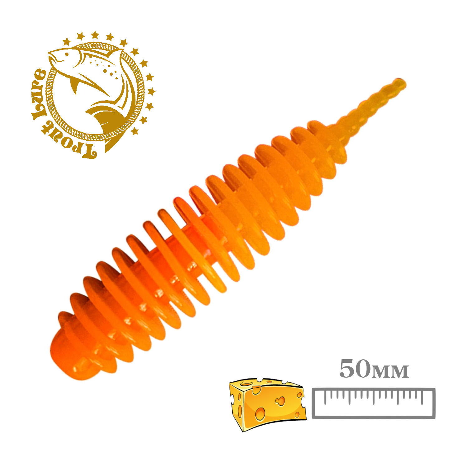 Силиконовая приманка SANSAN trout lure в банке plamp 50 cыр col2 orange, 12шт