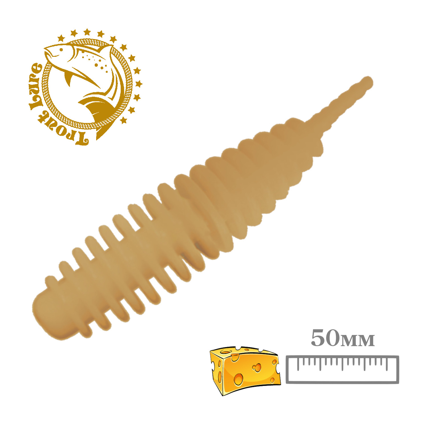 

Силиконовая приманка SANSAN trout lure в банке plamp 50 cыр col7 beige, 12шт, Бежевый, PLAMP 50