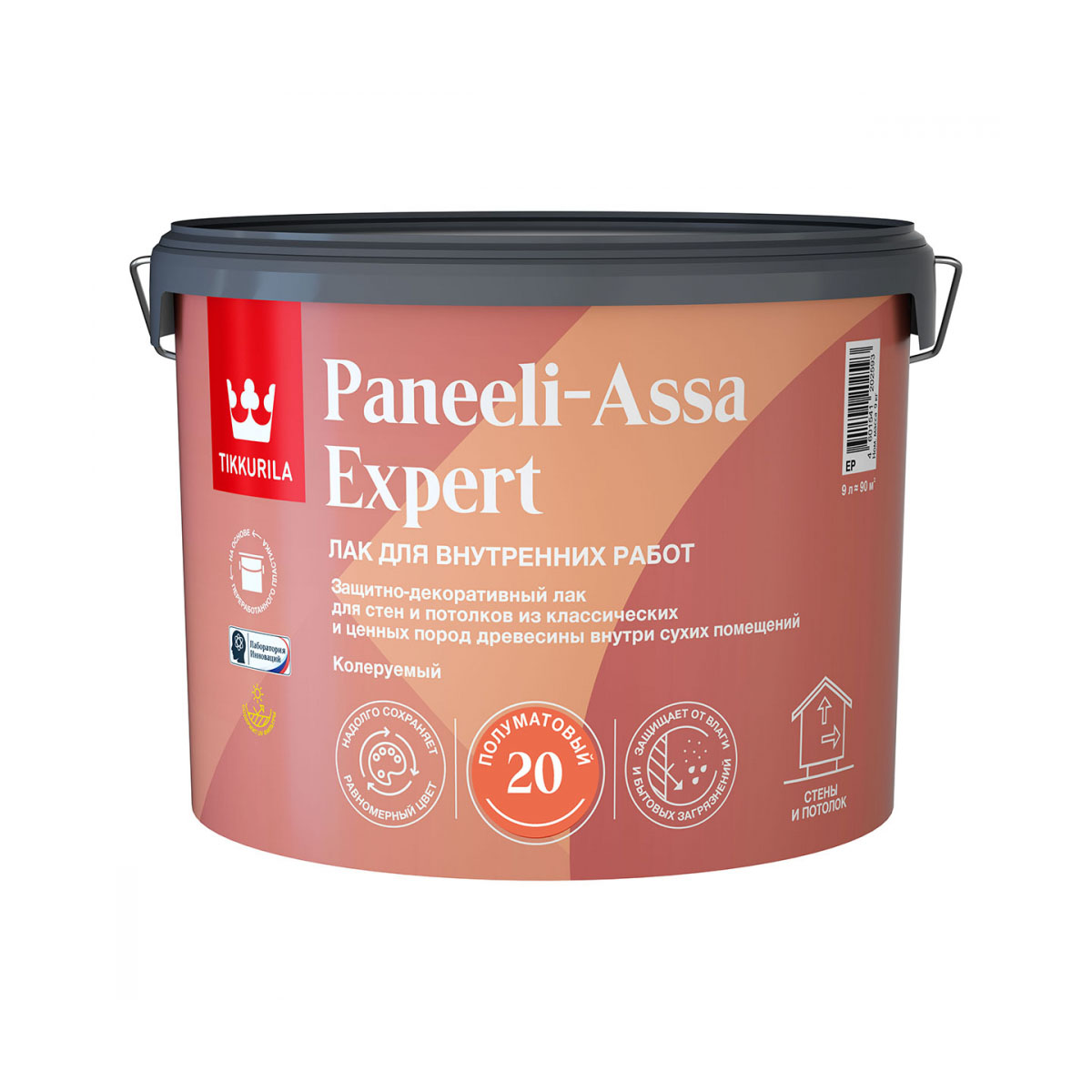 

Лак для дерева Tikkurila Paneeli-Assa Expert (Панели-Ясся), акрилатный, полуматовый, база, Прозрачный, ПАНЕЛИ-ЯССЯ ЭКСПЕРТ -20 П/МАТОВЫЙ EP 9 Л (1) ЛАК ДЛЯ ДЕРЕВА ДЛЯ ВНУТР. РАБОТ "ТИККУРИЛА"