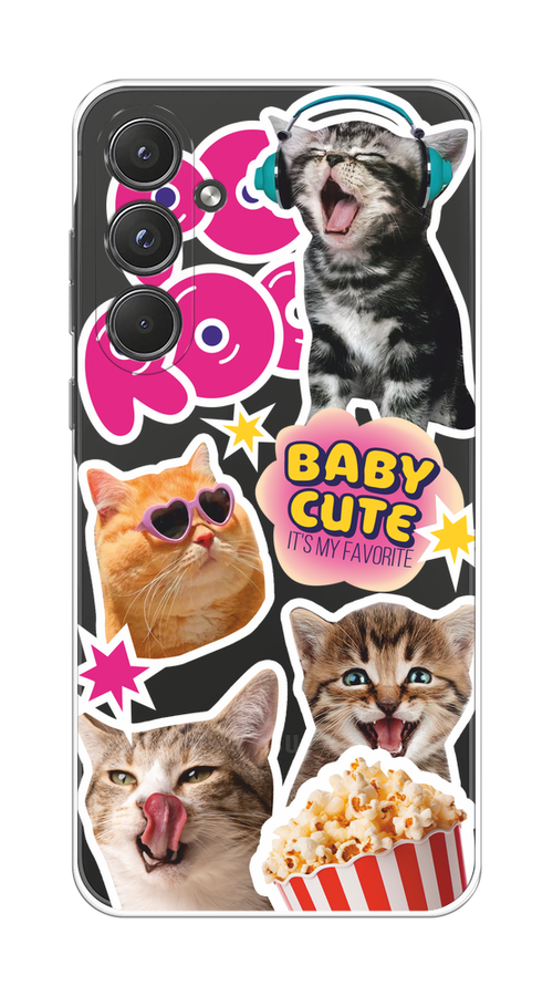 

Чехол на Samsung Galaxy A55 5G "Popcorn cats", Серый;коричневый;розовый, 2109450-1