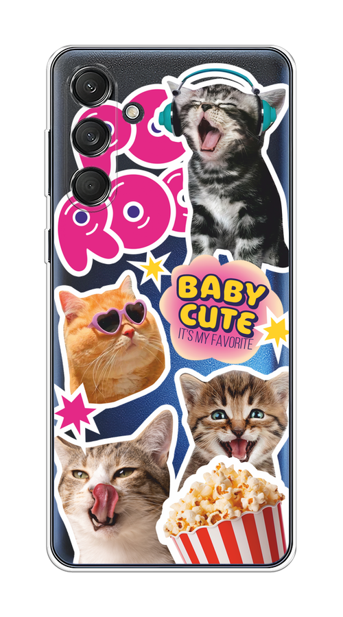 

Чехол на Samsung Galaxy M55 "Popcorn cats", Серый;коричневый;розовый, 2109650-1