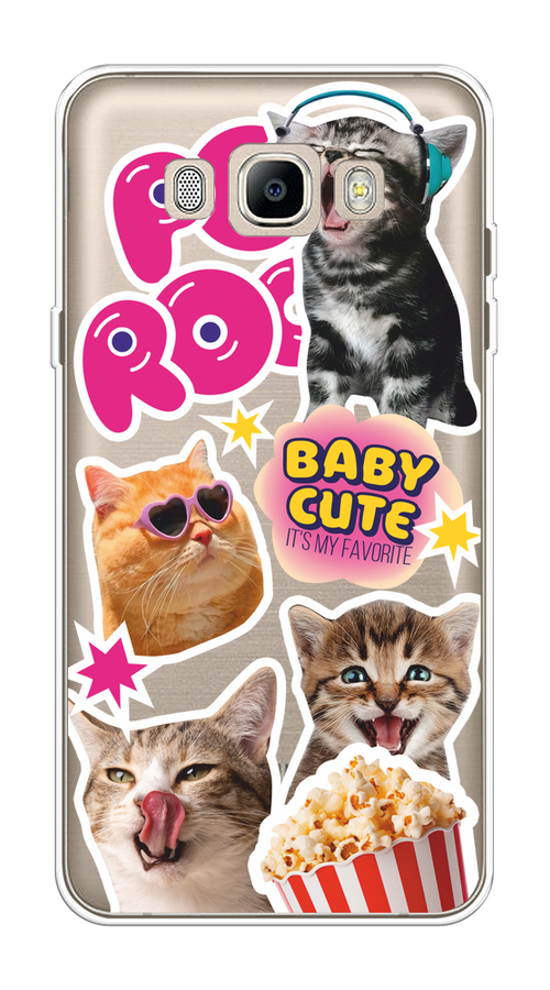 

Чехол на Samsung Galaxy J7 2016 "Popcorn cats", Серый;коричневый;розовый, 23050-1