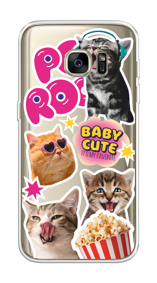 

Чехол на Samsung Galaxy S7 "Popcorn cats", Серый;коричневый;розовый, 24550-1