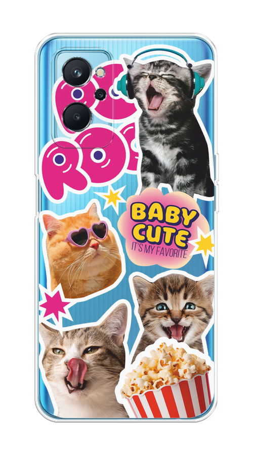 

Чехол на Realme 9i/Oppo A96 4G "Popcorn cats", Серый;коричневый;розовый, 2510850-1