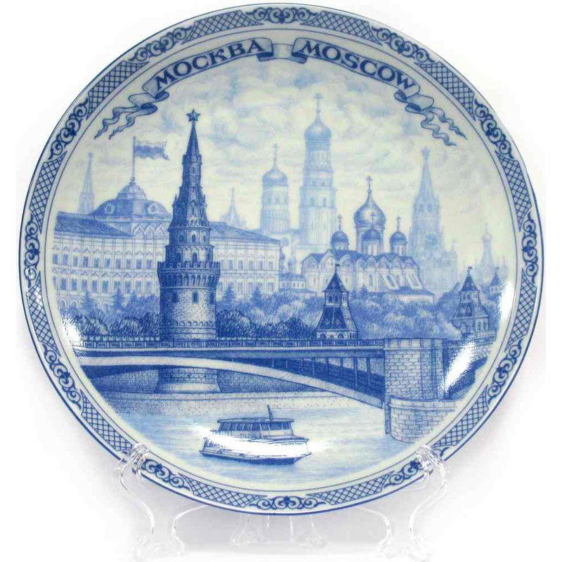 Декоративная тарелка Гжельские мотивы Москвы 20x20 см
