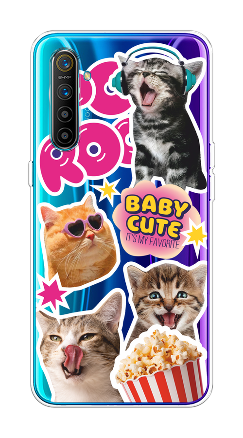 

Чехол на Realme XT "Popcorn cats", Серый;коричневый;розовый, 251450-1