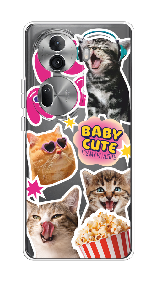 

Чехол на Oppo Reno 11 Pro (Global) "Popcorn cats", Серый;коричневый;розовый, 2515950-1