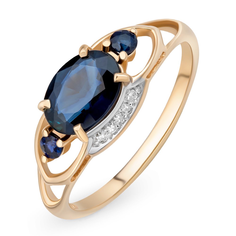 

Кольцо из красного золота с сапфиром/бриллиантом р. 15,5 585Gold 101010769, 101010769