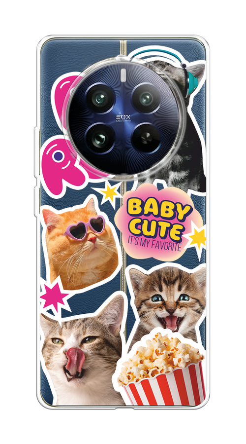 

Чехол на Realme 12 Pro "Popcorn cats", Серый;коричневый;розовый, 2516150-1