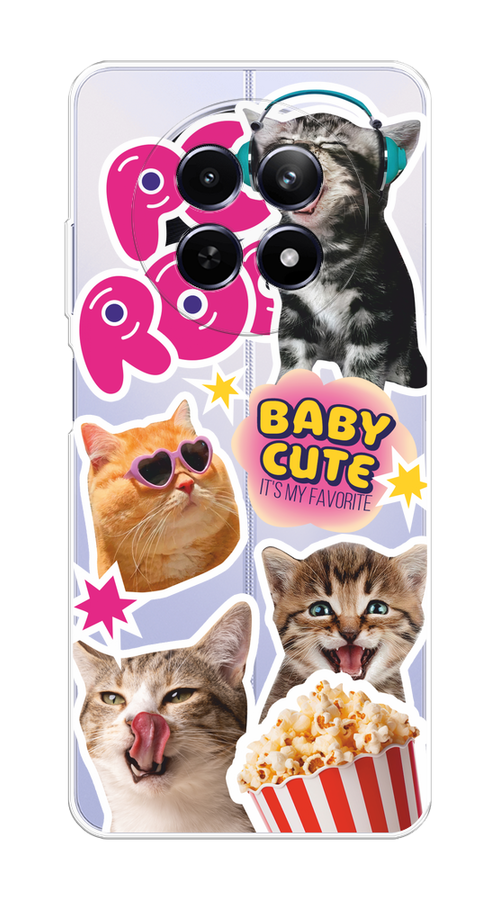 

Чехол на Realme 12 5G "Popcorn cats", Серый;коричневый;розовый, 2516450-1