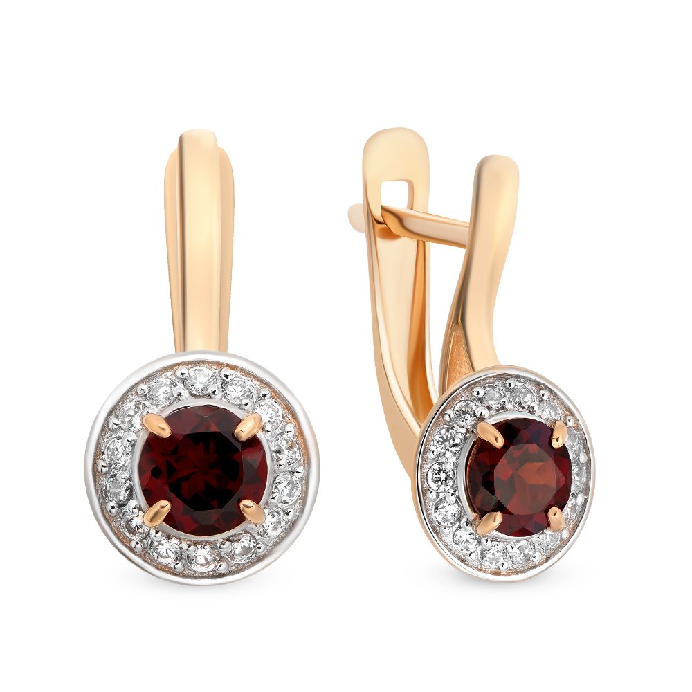 

Серьги из красного золота с гранатом/фианитом 585Gold 202006663, 202006663