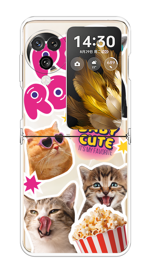 

Чехол на Oppo Find N3 Flip "Popcorn cats", Серый;коричневый;розовый, 2517250-1