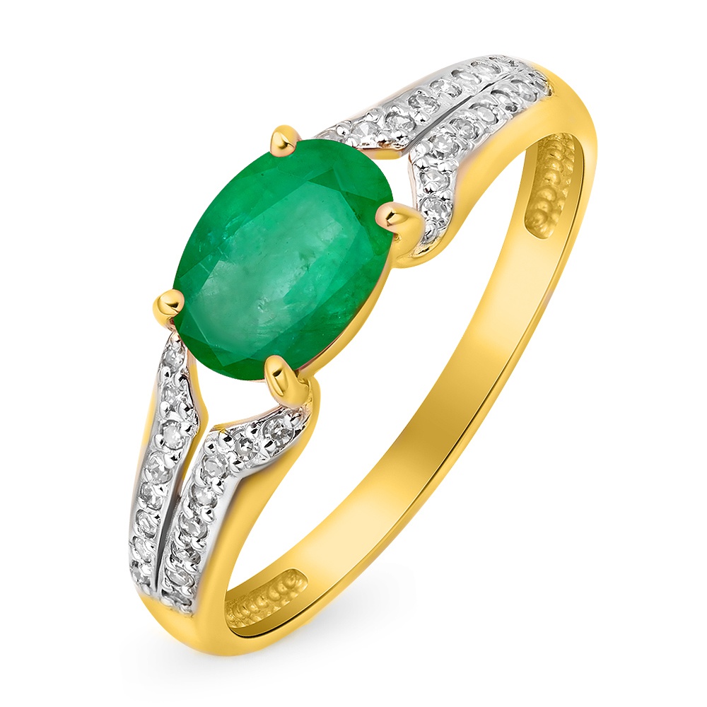 

Кольцо из желтого золота с изумрудом/бриллиантом р. 16 585Gold 101011094, 101011094