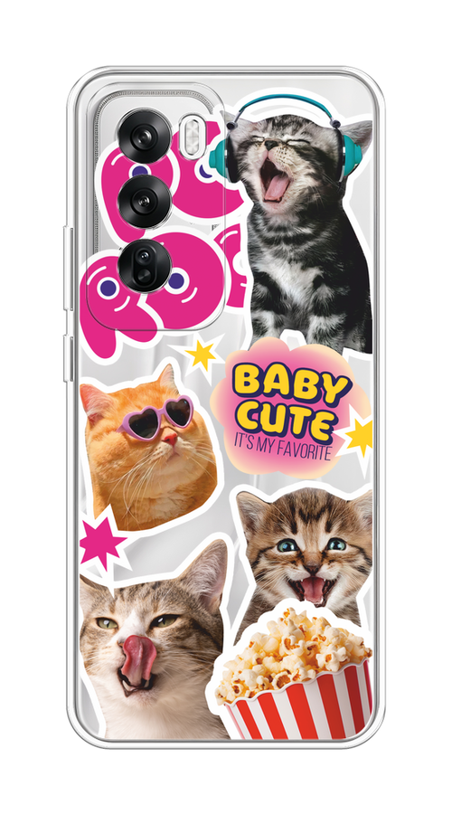 

Чехол на Oppo Reno 12 "Popcorn cats", Серый;коричневый;розовый, 2517450-1
