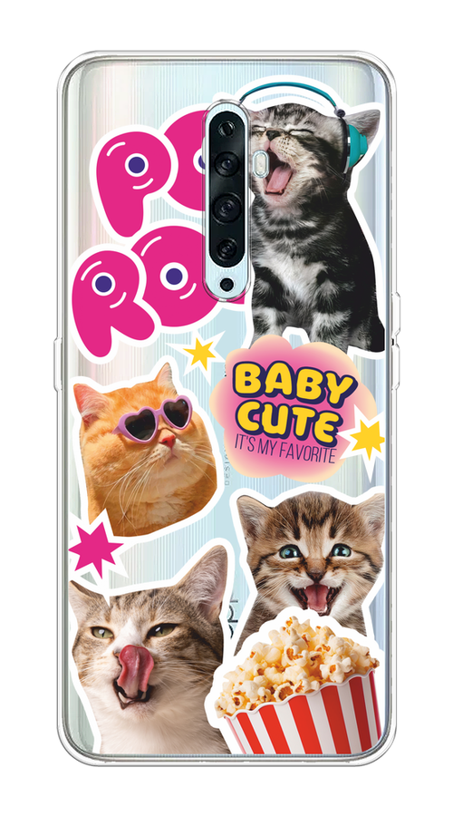 

Чехол на Oppo Reno 2Z "Popcorn cats", Серый;коричневый;розовый, 251850-1