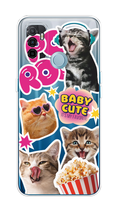 

Чехол на Oppo A53 "Popcorn cats", Серый;коричневый;розовый, 254350-1